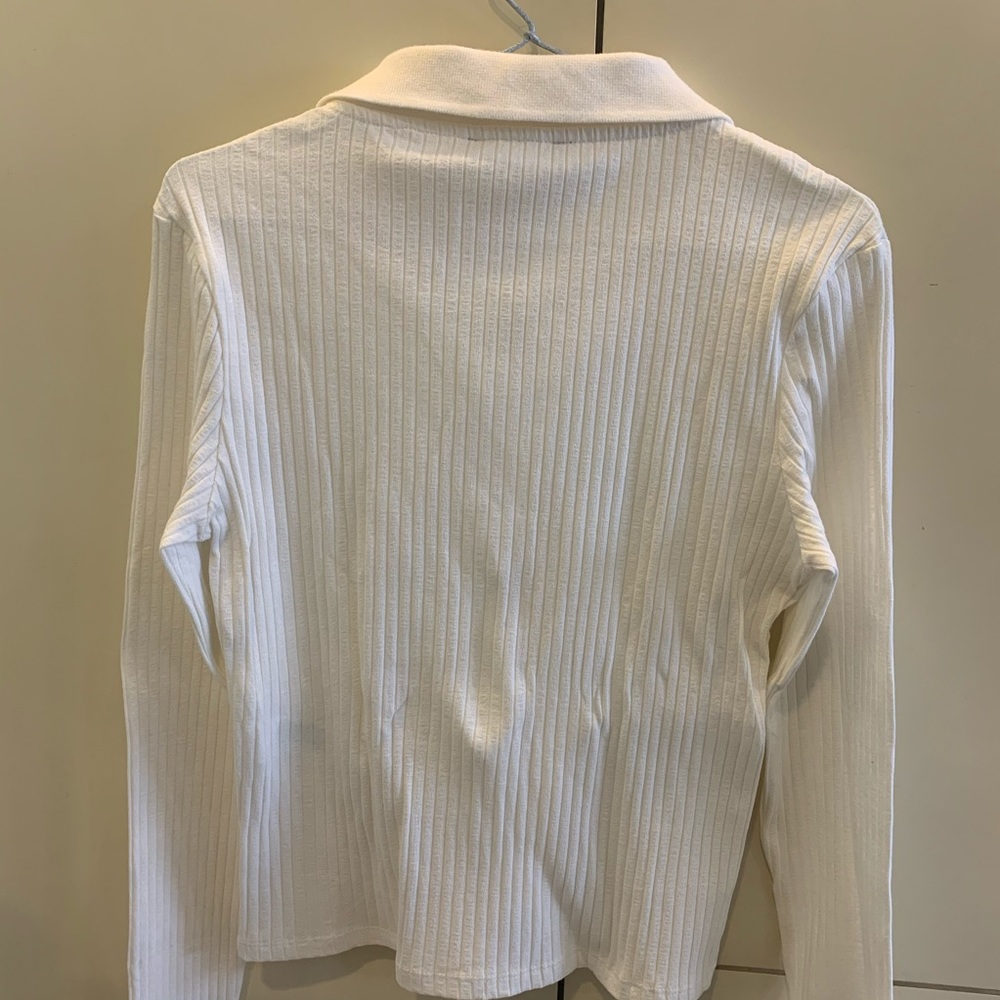 Zara White Ribbed T-shirt - Picture 3 of 5